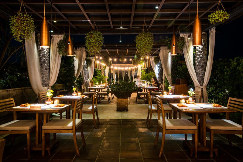 Dine & Wine Bali Best Restaurants & Culinary Guide Bali Copper Kitchen Bar & Rooftop Indonesian International Grill/BBQ Ubud Terrace at Night