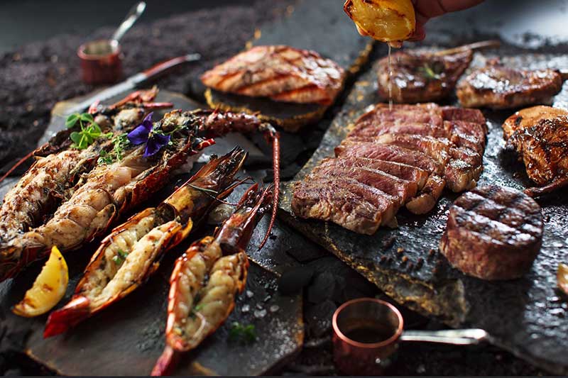 Dine & Wine Bali Best Restaurants & Culinary Guide Bali The Grill at LUXE Villas Ubud Grilled Lobster and Wagyu Beef