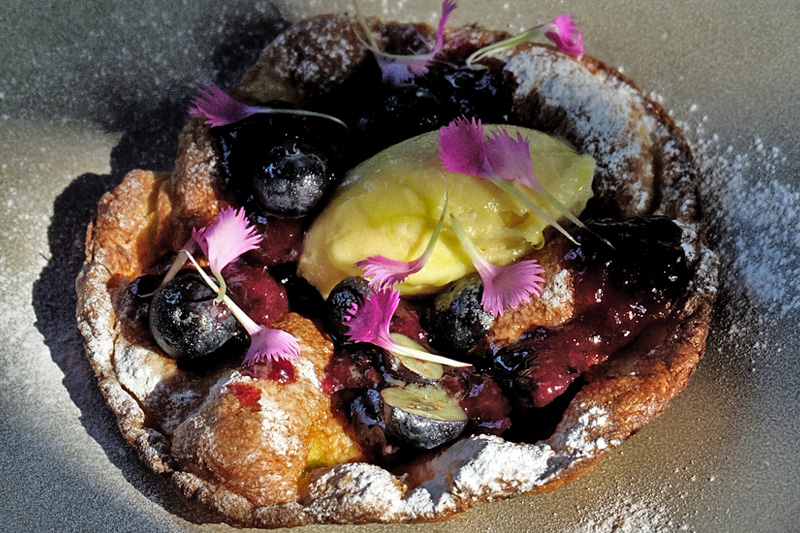 Dutch Baby Yuzu and Blueberry Bokashi Pererenan Restaurant Bar Organic Grocery Store - Dine & Wine Bali Best Restaurant Guide